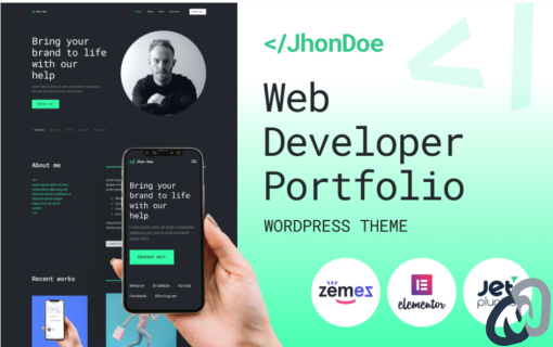 Jhon Doe Contemporary Web Developer WordPress Theme