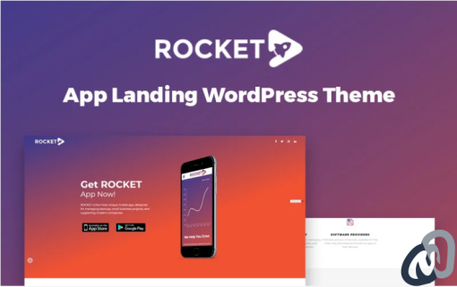 Rocket Mobile App Landing Page WordPress Theme