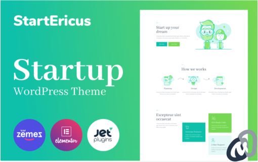 StartEricus Clean and Minimalistic Startup Landing Page WordPress Theme
