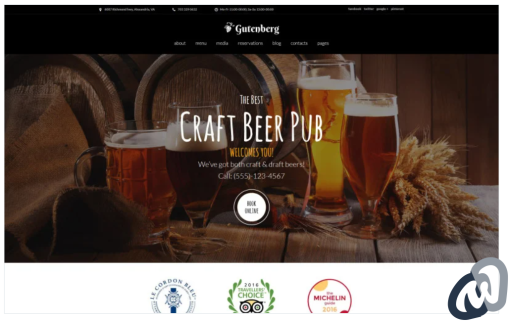 GutenBerg Beer Pub and Brewery WordPress Theme