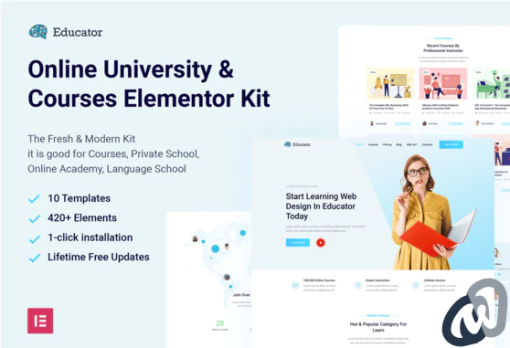 Educator Online University Courses Elementor Template Kit