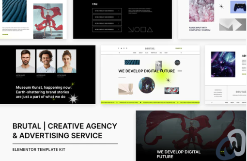 Brutal Creative Agency Advertising Service Elementor Template Kit